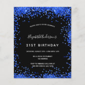 Birthday Black Royal Blue Einladung Flyer (Vorne)