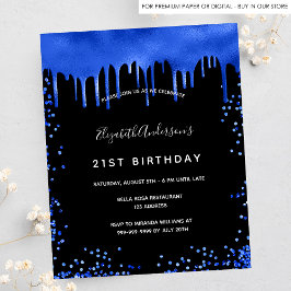 Birthday Black Royal Blue Einladung Flyer