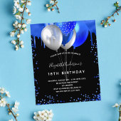 Birthday Black Royal Blue Einladung Flyer