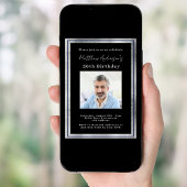 Birthday Black silber Foto Luxus Einladung