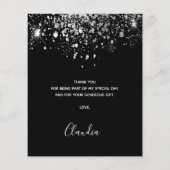 Birthday Black Silber Glitzer Danke Budget Flyer (Hinten)