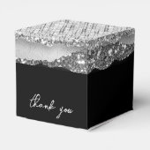 Birthday Black Silver Glitzer Name Vielen Dank Geschenkschachtel (Rückseite)