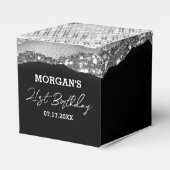 Birthday Black Silver Glitzer Name Vielen Dank Geschenkschachtel (Vorderseite)