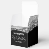 Birthday Black Silver Glitzer Name Vielen Dank Geschenkschachtel (Geöffnet)