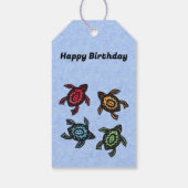 Birthday Black Turtles Abstrakte farbige Muscheln Geschenkanhänger (Rückseite)