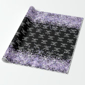 Birthday Black violet Lavendel Glitzer Staubname Geschenkpapier (Ungerollt)