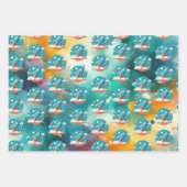 Birthday Blastoff: Rocket Ship Adventure Pattern Geschenkpapier Set (Vorderseite)