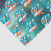 Birthday Blastoff: Rocket Ship Adventure Pattern Seidenpapier (Detail)