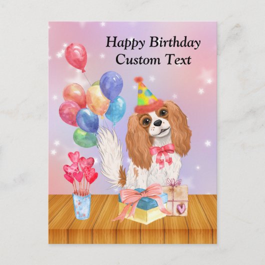 Birthday Blenheim Cavalier King Charles Spaniel Postkarte (Vorderseite)