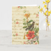 Birthday Blessing Vintag Bird Karte (Gelbe Blume)
