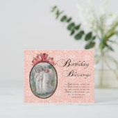 Birthday Blessings Angel Vintag Inspiriert Postkarte (Stehend Vorderseite)