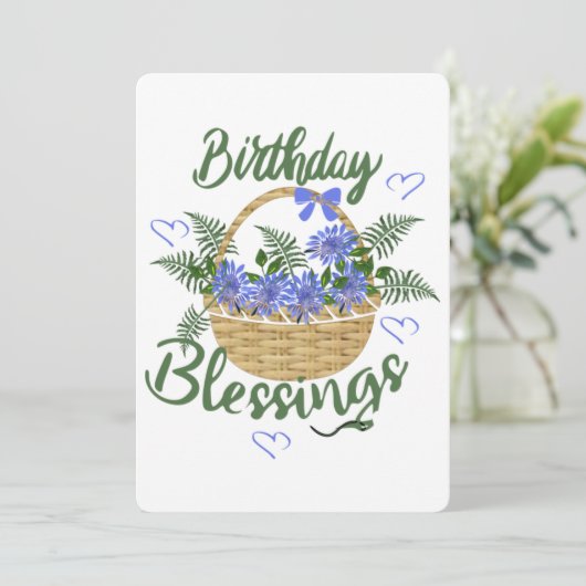Birthday Blessings Feiertagskarte (Stehend Vorderseite)