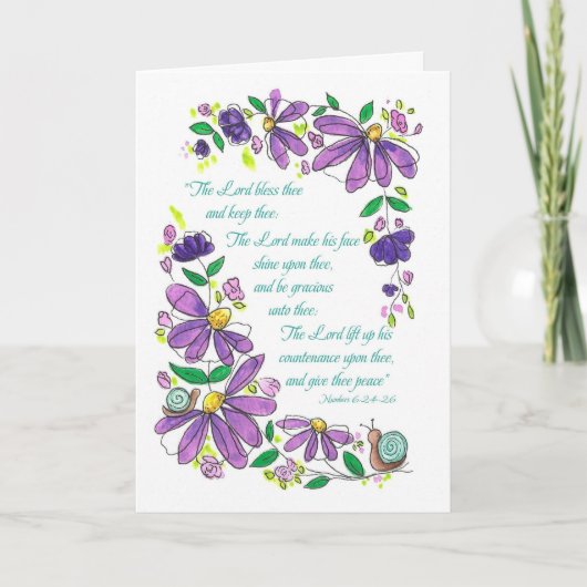 Birthday Blessings Scripture Numbers 6:24-26 Karte (Vorderseite)