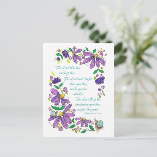 Birthday Blessings Scripture Numbers 6:24-26 Postkarte (Stehend Vorderseite)