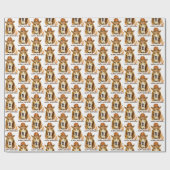 Birthday Bloodhound mit Sheriff Cowboy Hat Geschenkpapier (Flach)