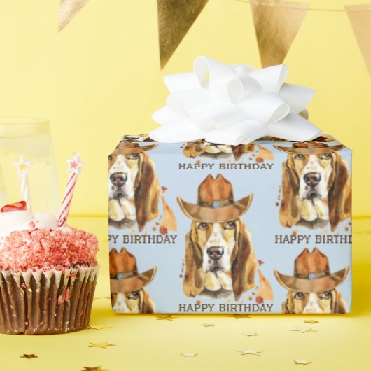 Birthday Bloodhound mit Sheriff Cowboy Hat Geschenkpapier (Geburtstagsparty)