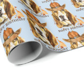 Birthday Bloodhound mit Sheriff Cowboy Hat Geschenkpapier (Rolleneckpunkt)