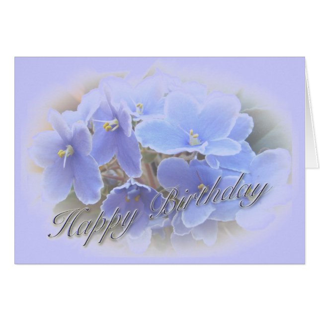 Birthday Blue African Violets (Vorderseite (Horizontal))
