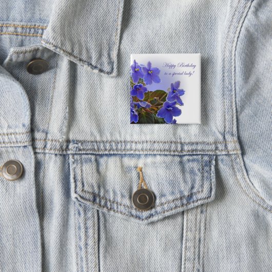 Birthday Blue African Violets Button (Beispiel)