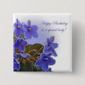 Birthday Blue African Violets Button (Vorderseite)