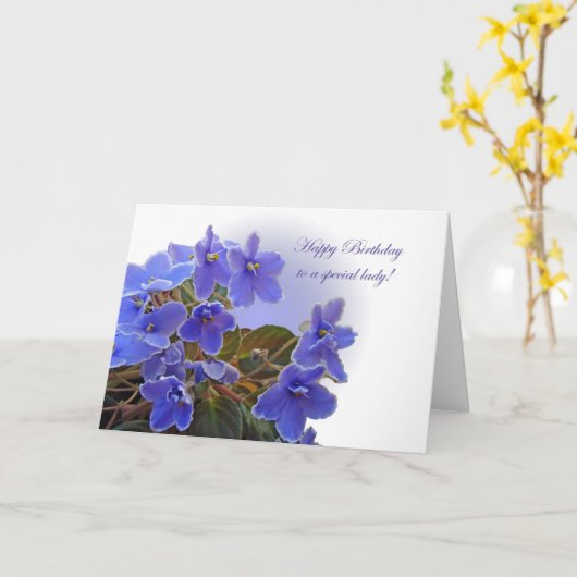 Birthday Blue African Violets Karte (Gelbe Blume)