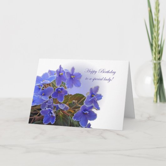 Birthday Blue African Violets Karte (Vorderseite)