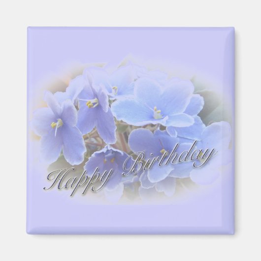 Birthday Blue African Violets Magnet (Vorne)