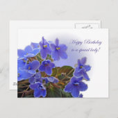 Birthday Blue African Violets Postkarte (Vorne/Hinten)