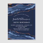 Birthday Blue Age Rose Gold Magnet Einladung (Vorderseite)