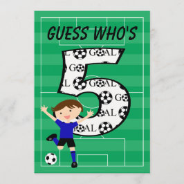 Birthday Blue and Black Soccer Goal v2 Einladung