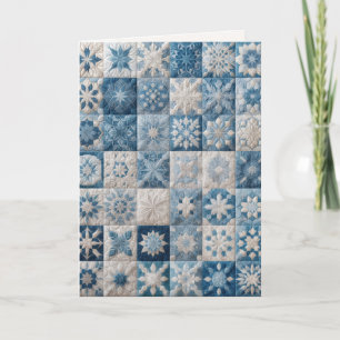 Birthday Blue and White Snowflake Quilt Karte