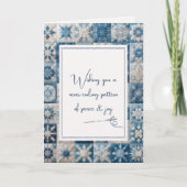 Birthday Blue and White Snowflake Quilt Karte (Vorderseite)