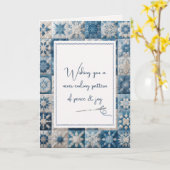 Birthday Blue and White Snowflake Quilt Karte (Gelbe Blume)