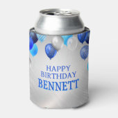 Birthday Blue Balloons Dosenkühler (Kanne Vorderseite)