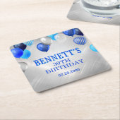 Birthday Blue Balloons Napkins Rechteckiger Pappuntersetzer (angewinkelt)