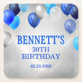 Birthday Blue Balloons Napkins Rechteckiger Pappuntersetzer (Vorderseite)