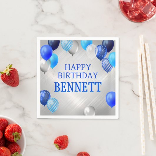 Birthday Blue Balloons Serviette (Beispiel)