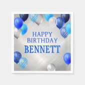 Birthday Blue Balloons Serviette (Vorderseite)