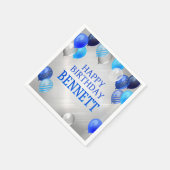 Birthday Blue Balloons Serviette (Ecke)