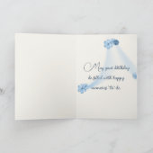 Birthday Blue Blume auf Elfenbeinküste Abstrakt Karte (Innenseite)