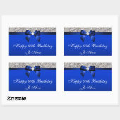 Birthday Blue Bow Silver Sequins Rechteckiger Aufkleber (Blatt)