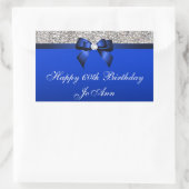 Birthday Blue Bow Silver Sequins Rechteckiger Aufkleber (Tasche)