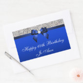Birthday Blue Bow Silver Sequins Rechteckiger Aufkleber (Umschlag)