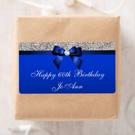 Birthday Blue Bow Silver Sequins Water Labels (Insitu)