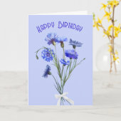 Birthday Blue Cornflower Bouquet Karte (Gelbe Blume)