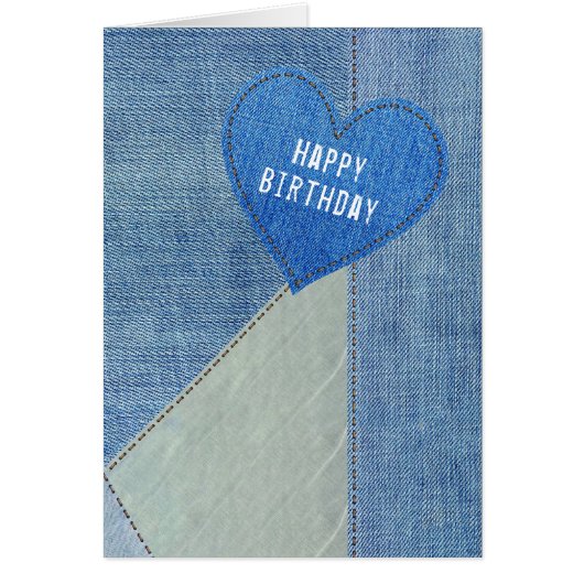 Birthday Blue Denim Heart (Vorne)