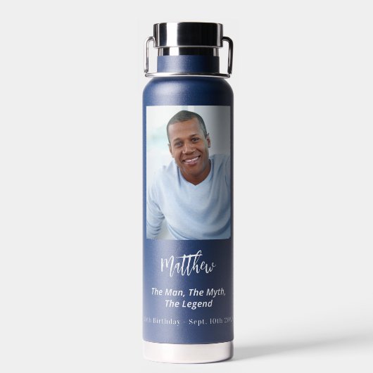 Birthday Blue Foto Man Mythos Legende Trinkflasche (Rückseite)