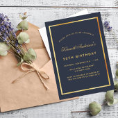 Birthday Blue Gold Klassiker Einladung