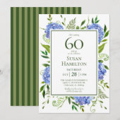 Birthday Blue Hydrangeas Einladung (Vorne/Hinten)
