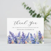 Birthday Blue July Birth Blume Custom Flat Dankeskarte (Stehend Vorderseite)